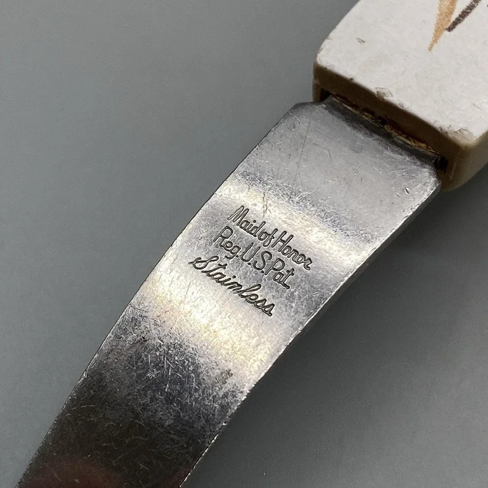 Vintage Maid Of Honor Slotted Spatula 10 in Wheat Pattern Short Handle Stainless